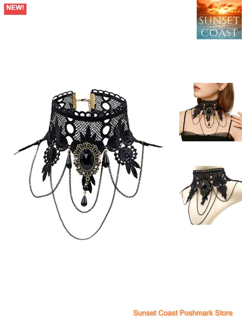Gothic Lace Choker Necklace Victorian Steampunk Cosplay Jewelry